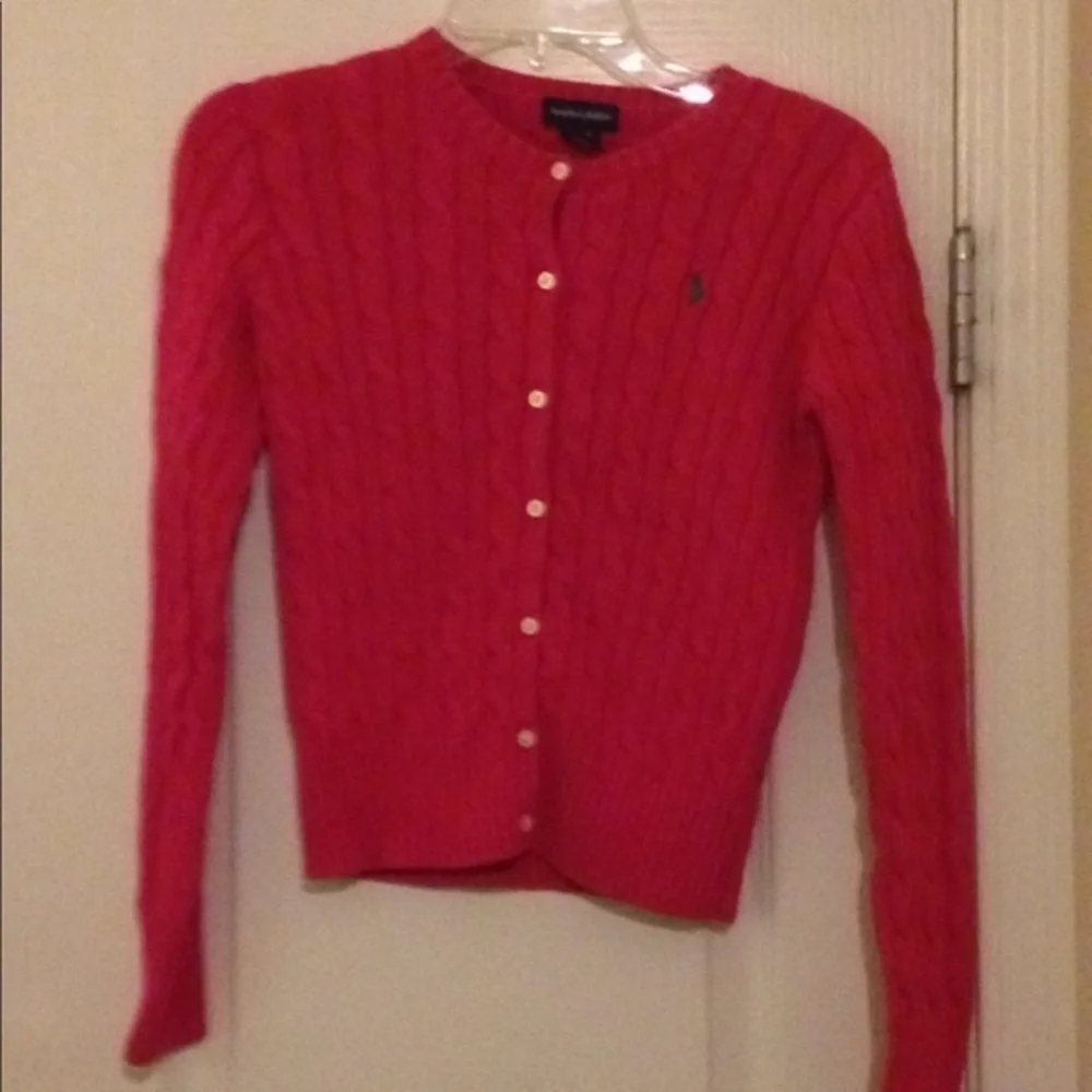 Pink knit Ralph Lauren girls cardigan sweater